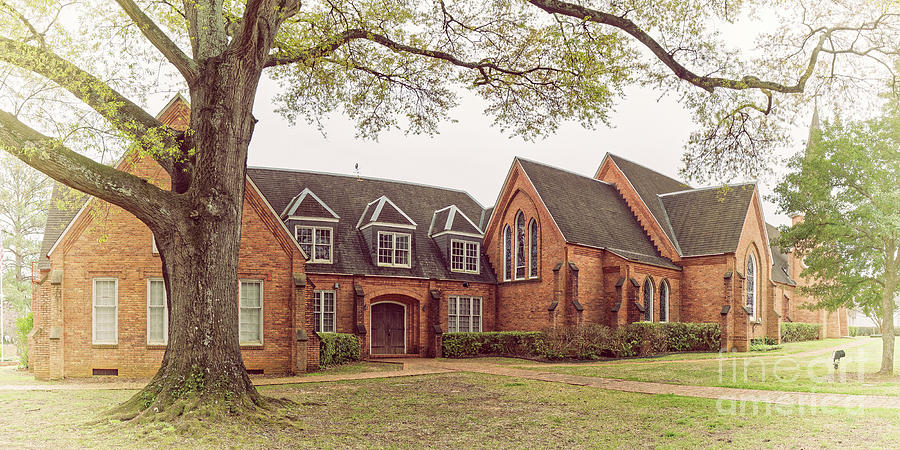Vintage Panorama of Christ Episcopal Church in Nacogdoches - East Texas Piney Woods Photograph by Silvio Ligutti