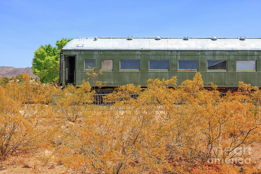 Vintage Passenger Train Car in the Desert Photograph by Edward Fielding