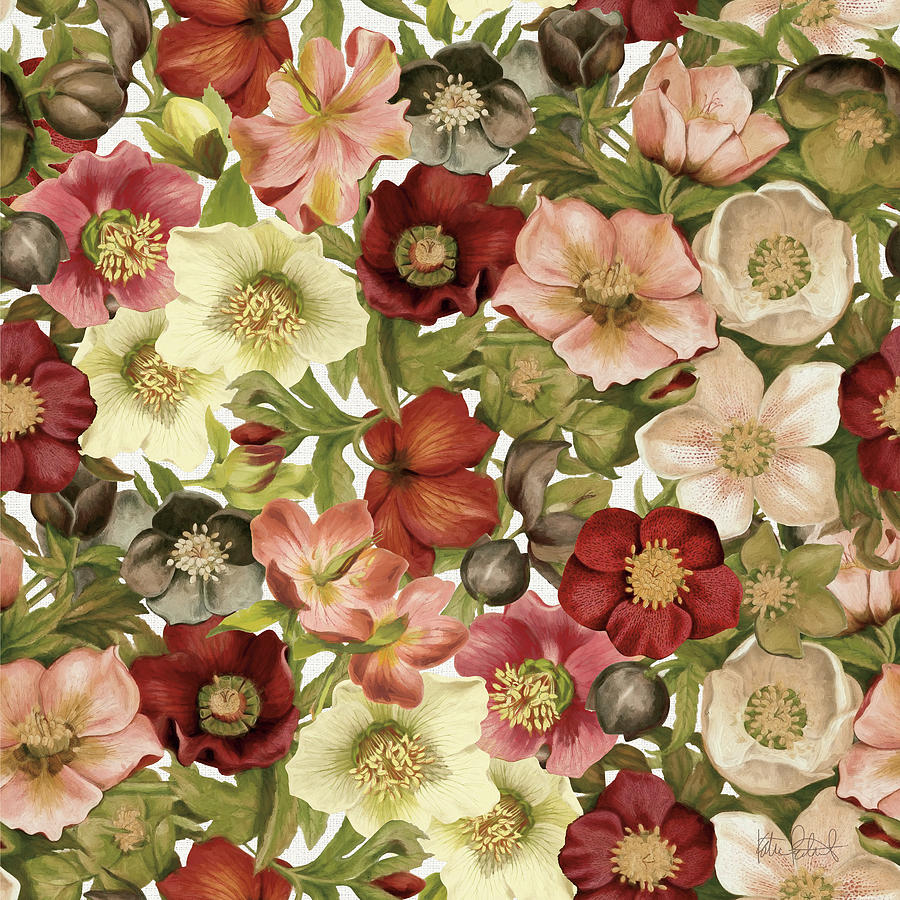 Vintage Petals Pattern Iv2 Mixed Media by Katie Pertiet Fine Art America