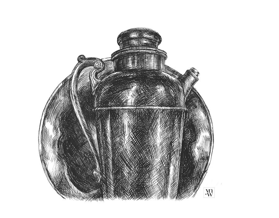 Vintage Pewter Set Drawing by Yvonne Wright