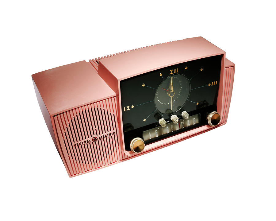Vintage Drawing - Vintage Pink Clock Radio by CSA Images