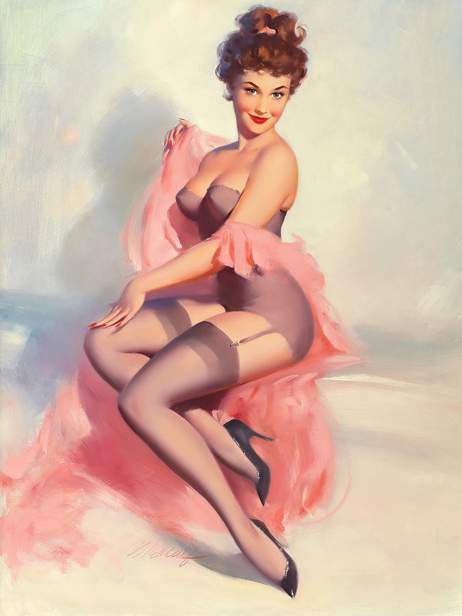 Vintage Pinup Girl Painting by Gil Elvgren.