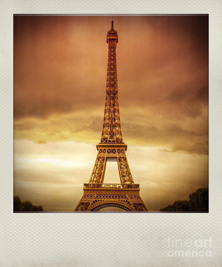 Paris Photograph - Vintage polaroid photo of Eiffel tower, Paris, France, Europe by Bernard Jaubert