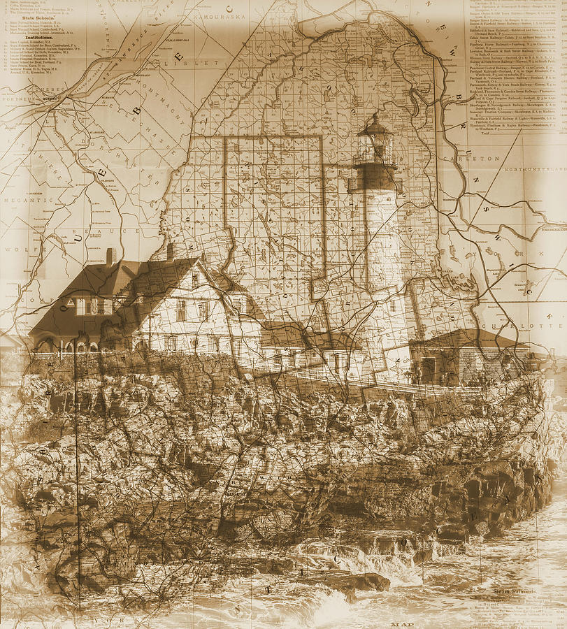 Vintage Portland Head Light Map by Dan Sproul Vintage Portland Head Light Map by Dan Sproul