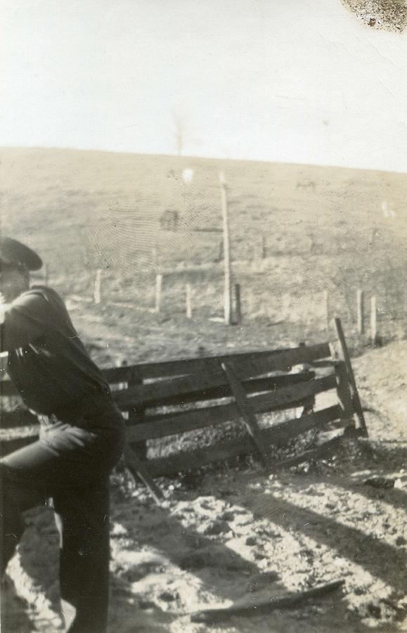 Vintage Portrait Photos 1890 - 1945 - Officer looking over the fence 302 Painting by Celestial Images