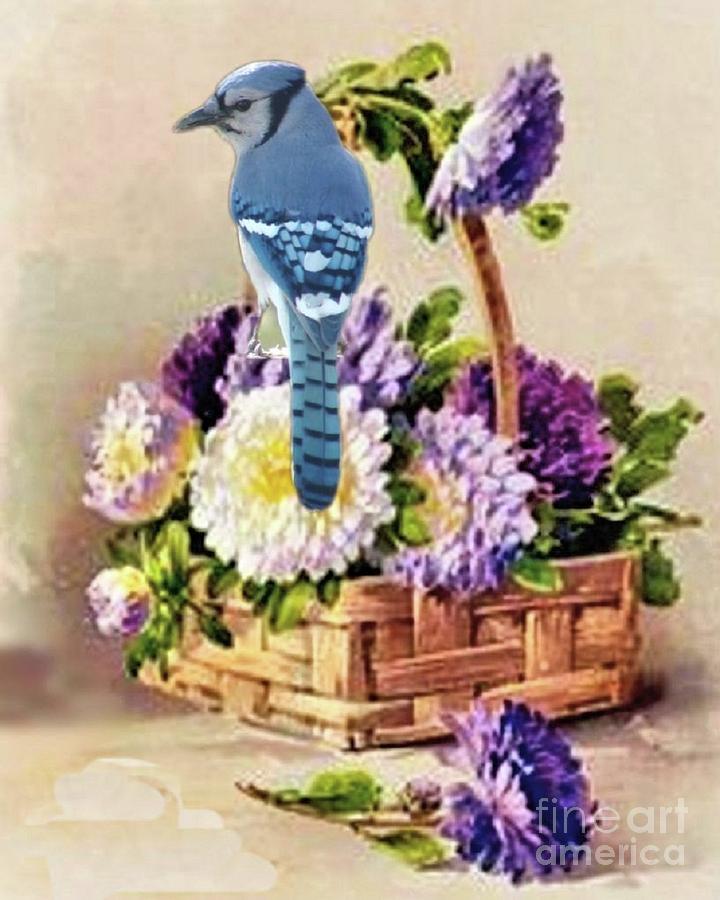 Vintage Postcard with Bluejay Photograph by Janette Boyd
