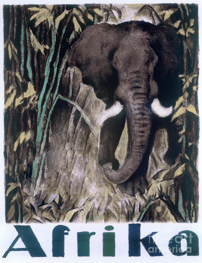 Vintage Poster African Elephant Painting by Mindy Sommers