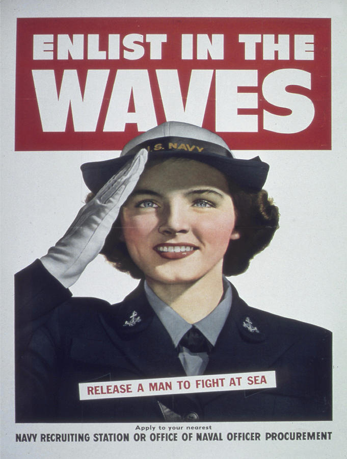 Vintage poster - Enlist in the Waves Painting by Vintage Images - Fine ...