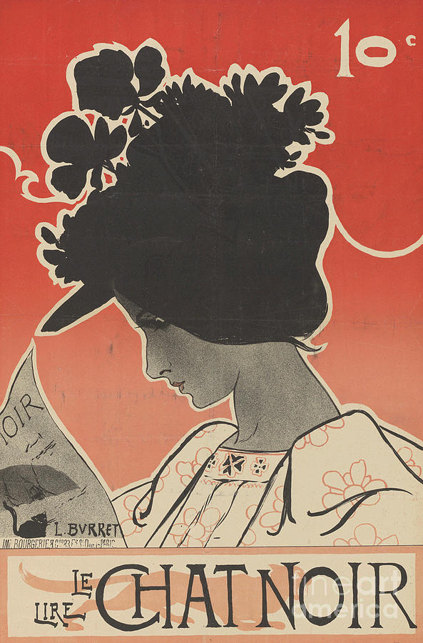 Vintage Poster for Le Chat Noir Drawing by Leonce Burret