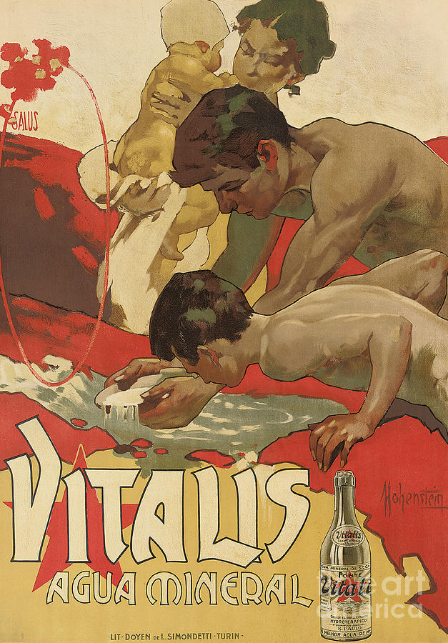 Vintage poster for the mineral water Vitalis, 1895 Painting by Adolfo Hohenstein
