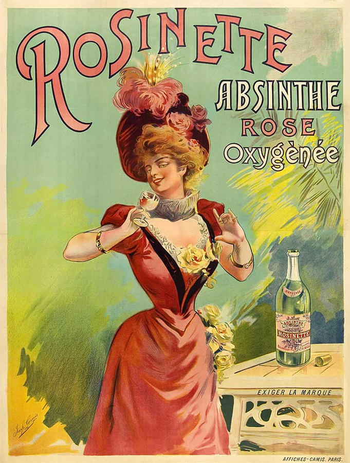 Absinthe Oxygenee Cusenier Restaurant Bar Vintage Tourism Poster Repro FREE S/H