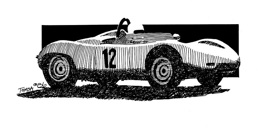 Vintage Racer Drawing by Bill Tomsa