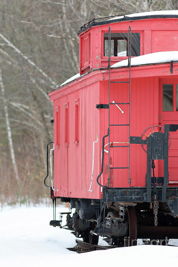 Vintage Red Caboose Potters Place Andover NH Photograph by Edward Fielding