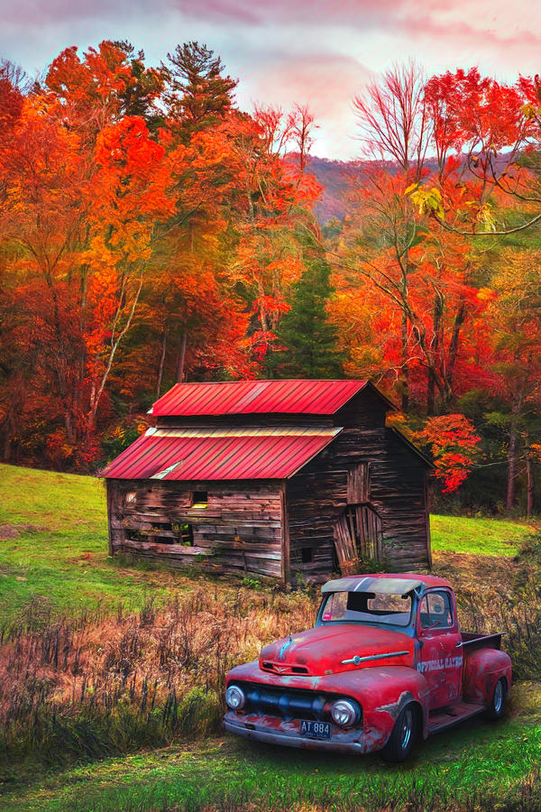 Vintage Red Ford Watercolors Painting Photograph by Debra and Dave Vanderlaan