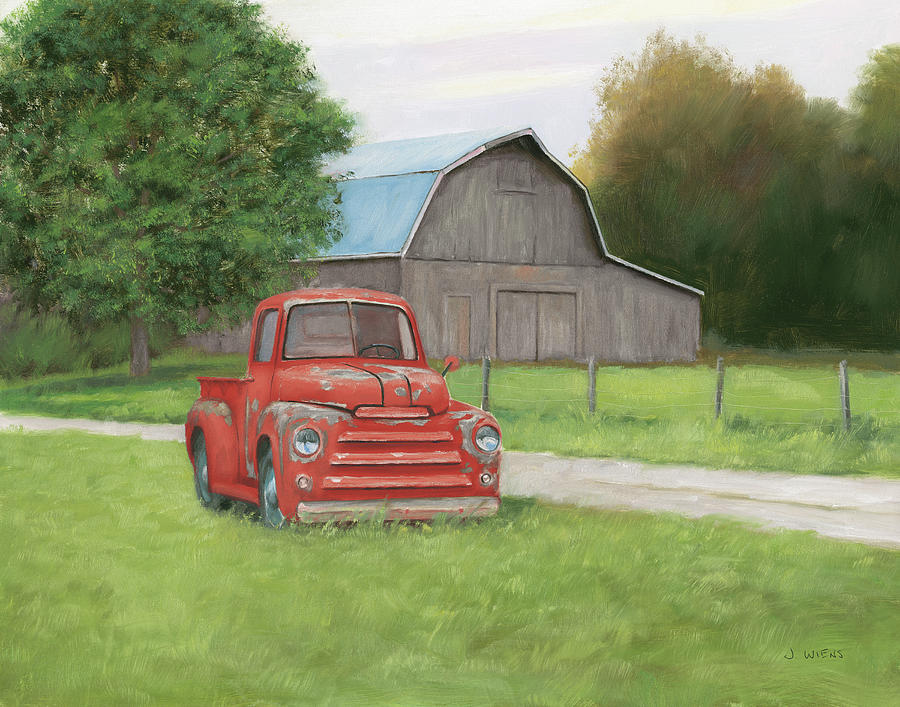 Vintage Red Truck Painting by James Wiens - Fine Art America