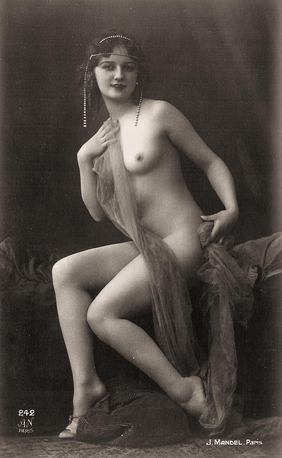 Vintage Pearls Models Nude - Vintage Risque Nude Art Study Lady With Scarf And Pearls - R4