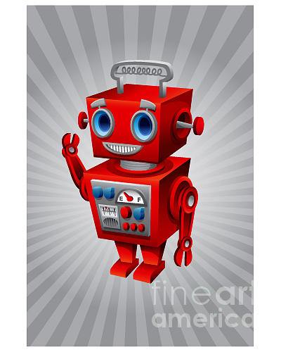 Red Digital Art - Vintage Robot by Scott Bartlett Red Digital Art - Vintage Robot by Scott Bartlett