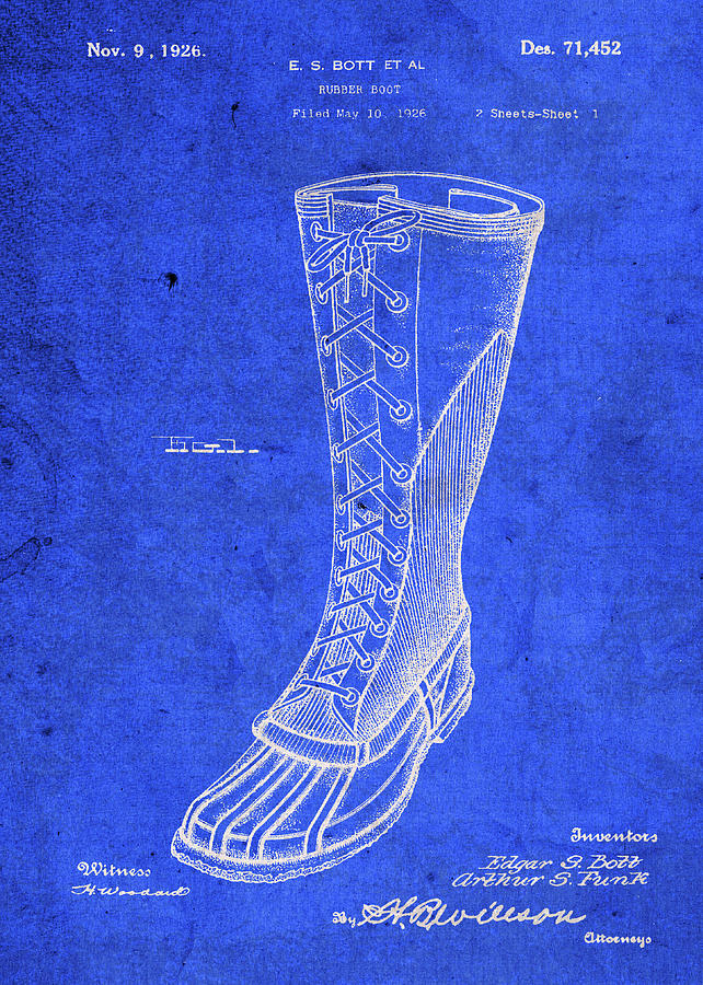 Vintage Mixed Media - Vintage Rubber Boot Patent Blueprint by Design Turnpike