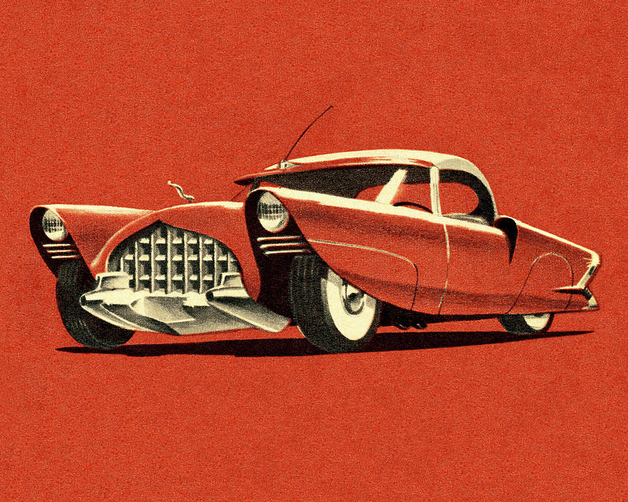 Transportation Drawing - Vintage Rust Car by CSA Images