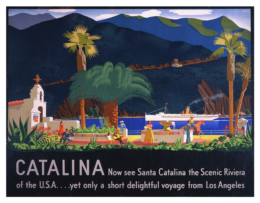 Vintage Santa Catalina California Travel Poster Photograph