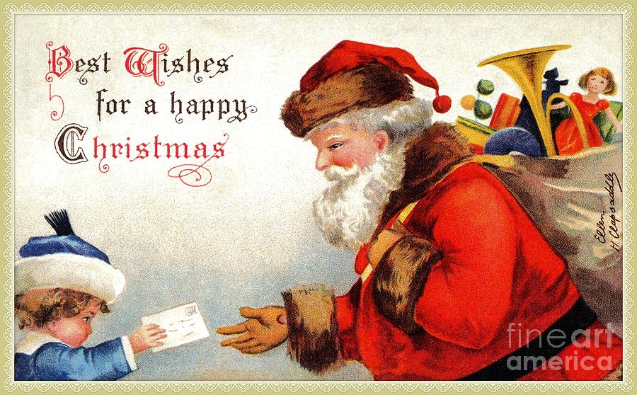 Vintage Merry Christmas Santa Claus And Children - Temu