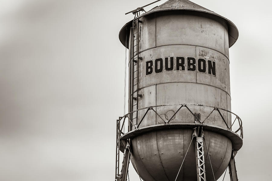 Vintage Sepia Bourbon Whiskey Water Tower Barrel Photograph