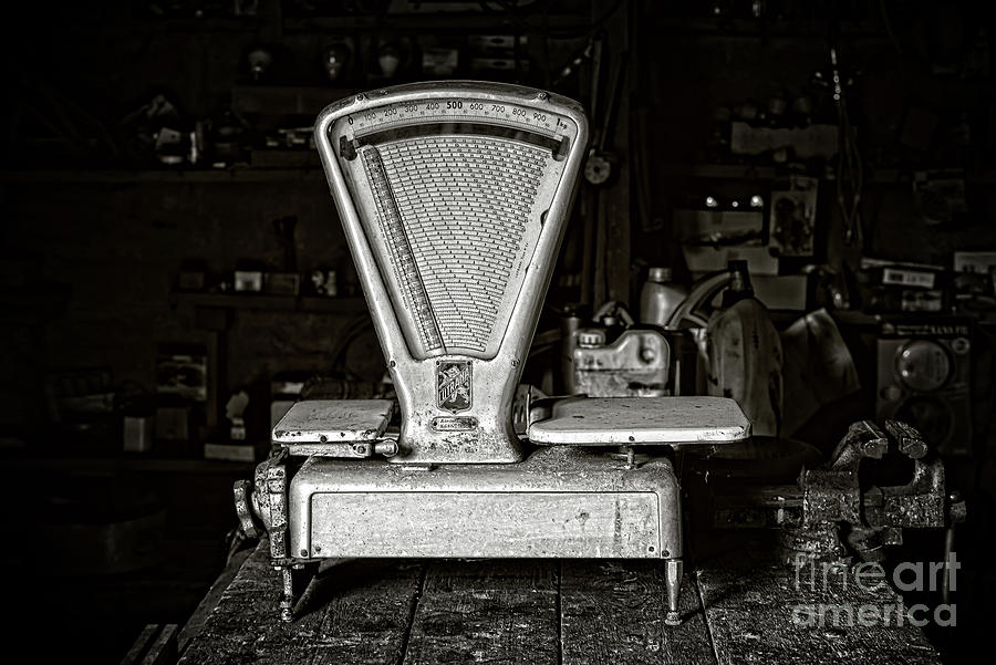 Vintage shop scale Photograph by Delphimages Photo Creations