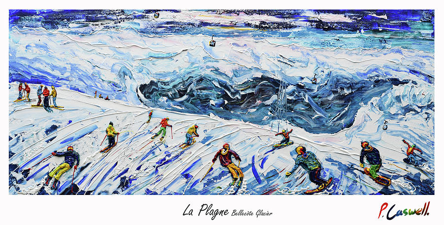 Vintage Ski Poster La Plagne Painting by Pete Caswell
