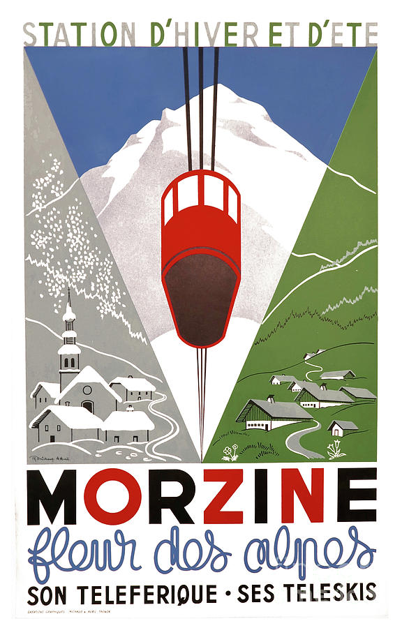 Vintage Ski Poster Painting by Mindy Sommers