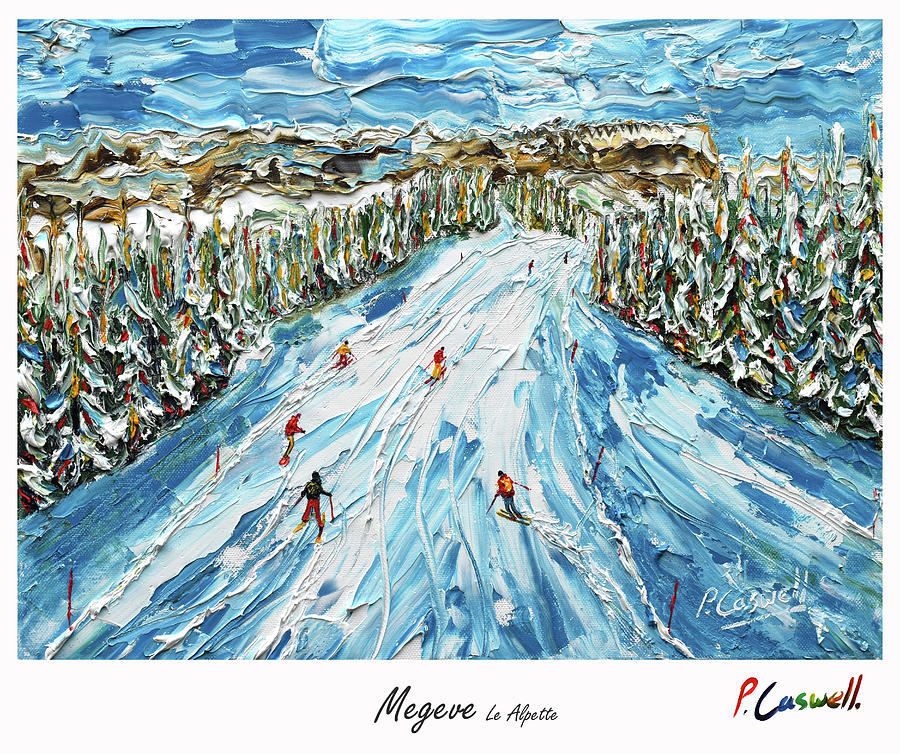 Vintage Skiing Poster Megeve Painting by Pete Caswell