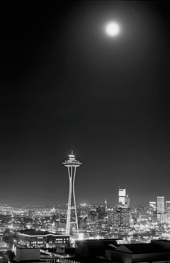 Vintage Space Needle Black and white  Digital Art by Cathy Anderson