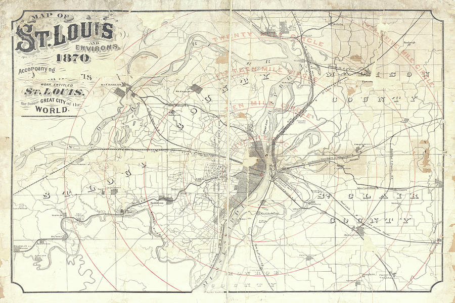 Map Mixed Media - Vintage St Louis Map V2 by Wild Apple Portfolio