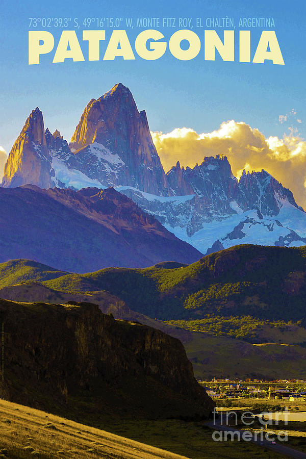 Mountain Digital Art - Patagonia Travel Poster by Eric Hwang