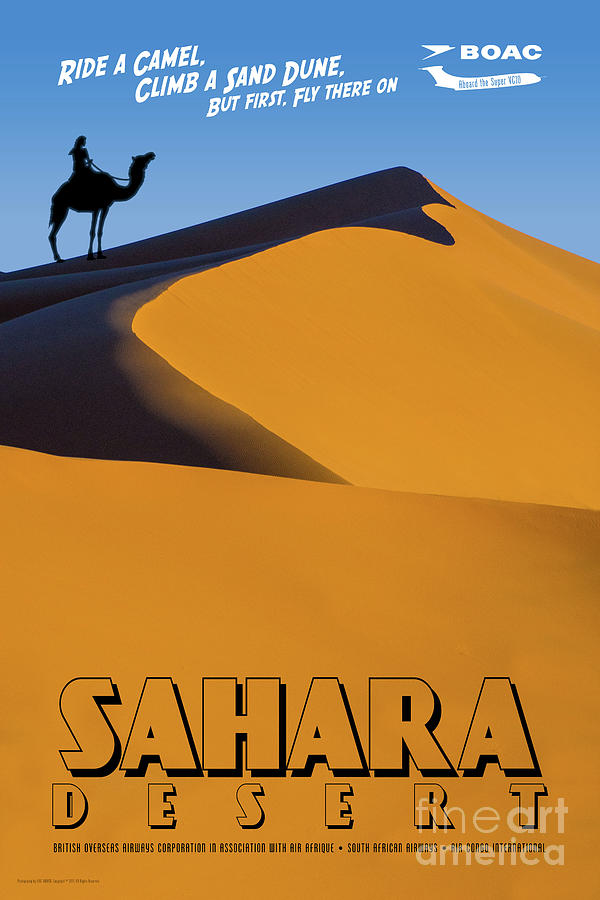 Vintage Style Sahara Desert Travel Poster Digital Art By Eric Hwang