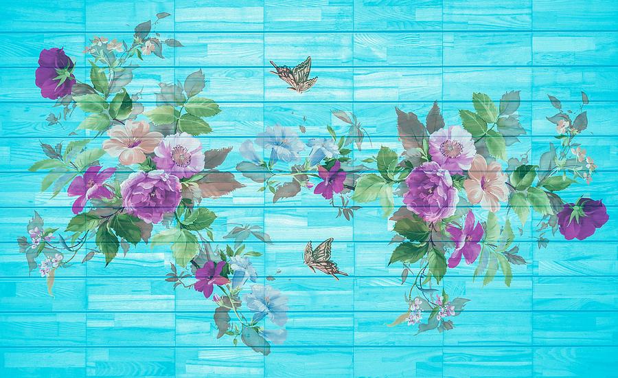 Vintage Style Shabby Chic Florals On Blue by Joy of Life Arts Vintage Style Shabby Chic Florals On Blue by Joy of Life Arts