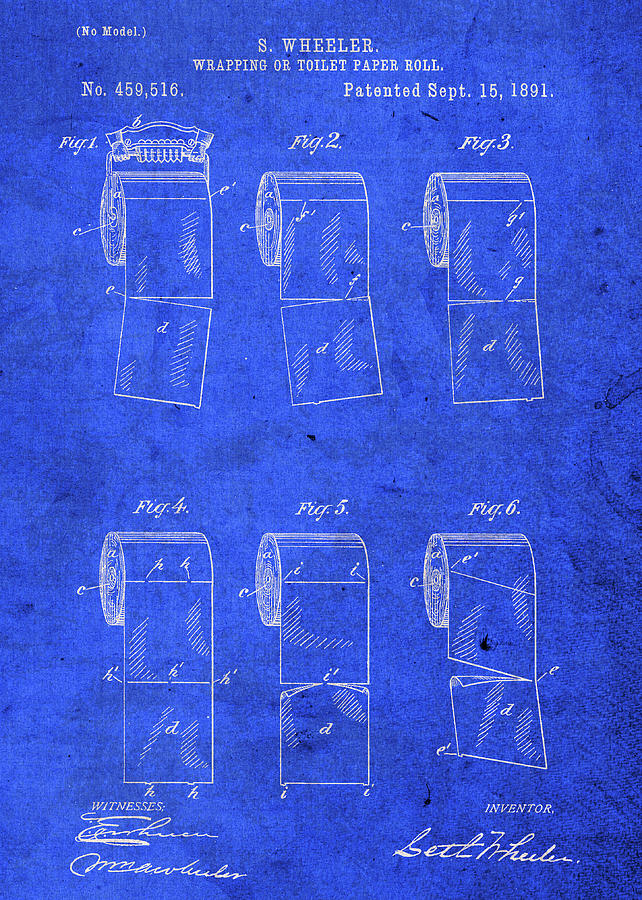 Vintage Toilet Paper Roll Holder Patent Blueprint Mixed Media by Design  Turnpike - Fine Art America