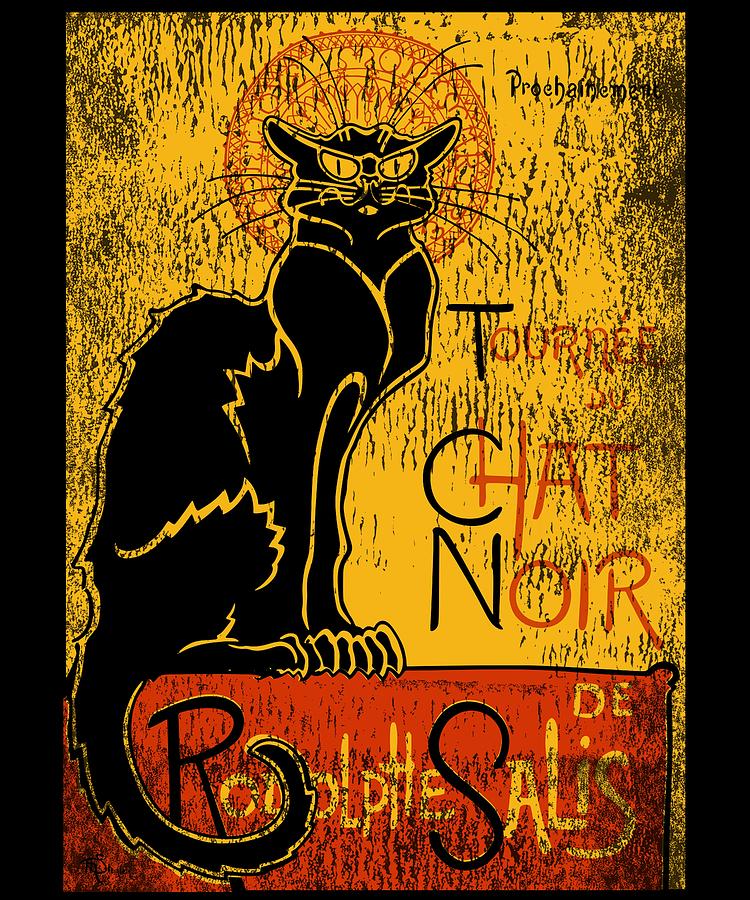 Vintage Tournee Du Chat Noir Black Cat Product For Halloween Digital Art By Art Frikiland
