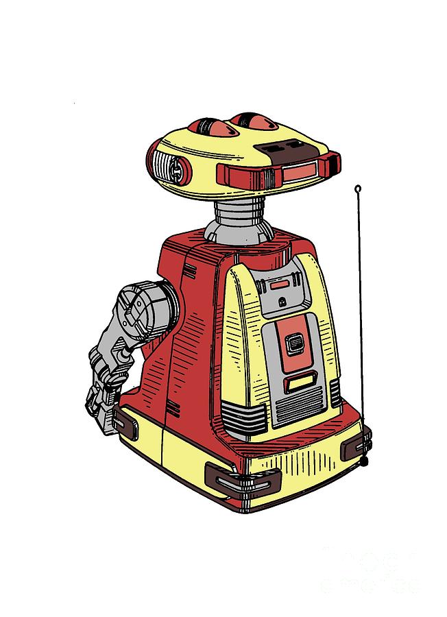 Vintage Toy Robot Tee Drawing by Edward Fielding
