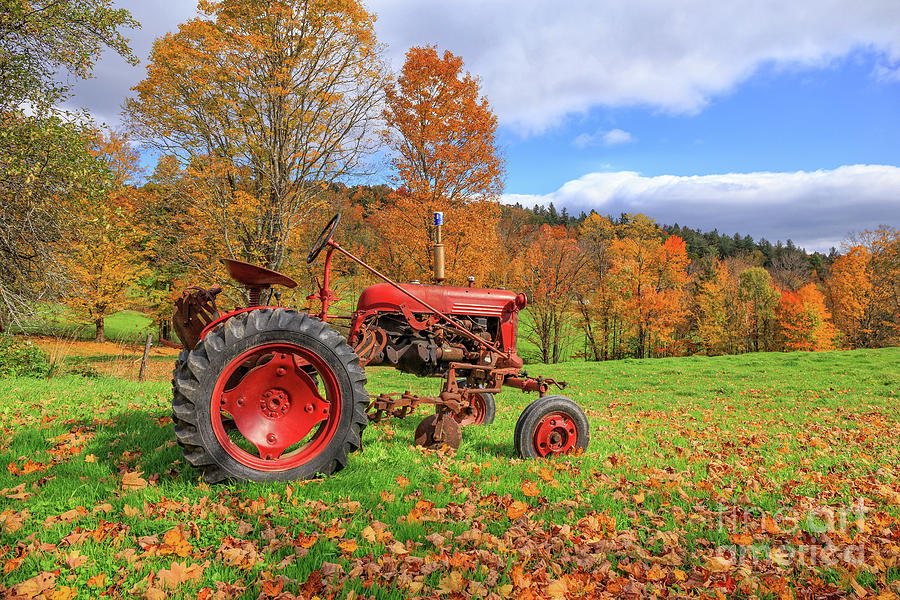 Vintage Tractor Fall Foliage Season Vermont Photograph by Edward Fielding