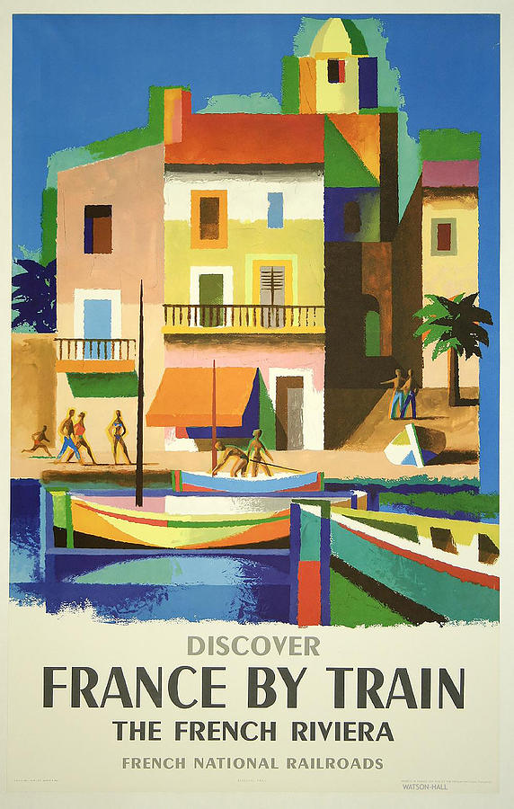 France by Train Vintage Travel Poster Print Design Wall Retro Tourism Decor