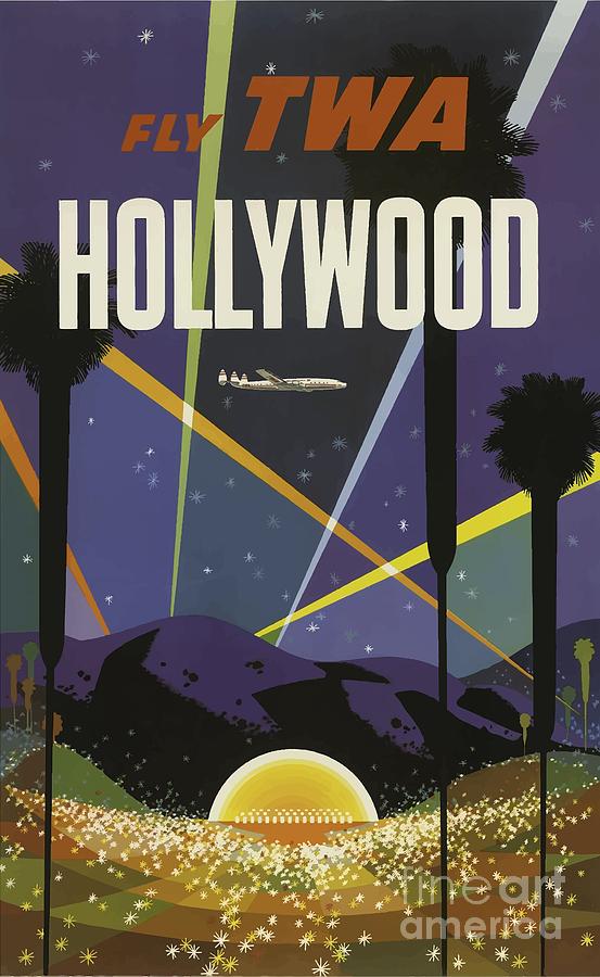 Vintage Travel Poster - Hollywood Painting by Esoterica Art Agency