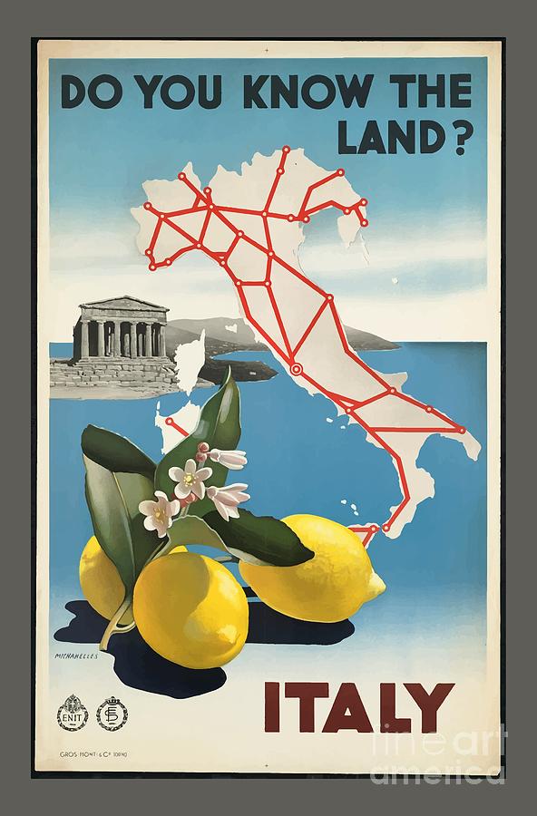 Vintage Travel Poster - Italy Painting by Esoterica Art Agency