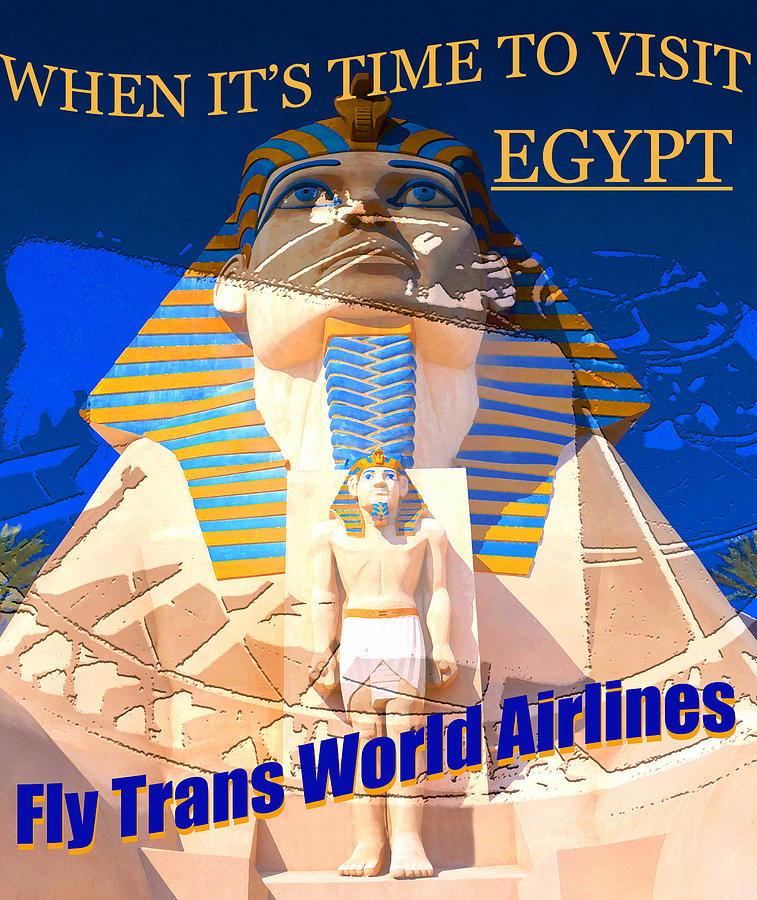 Vintage Mixed Media - Vintage TWA visit Egypt poster by David Lee Thompson