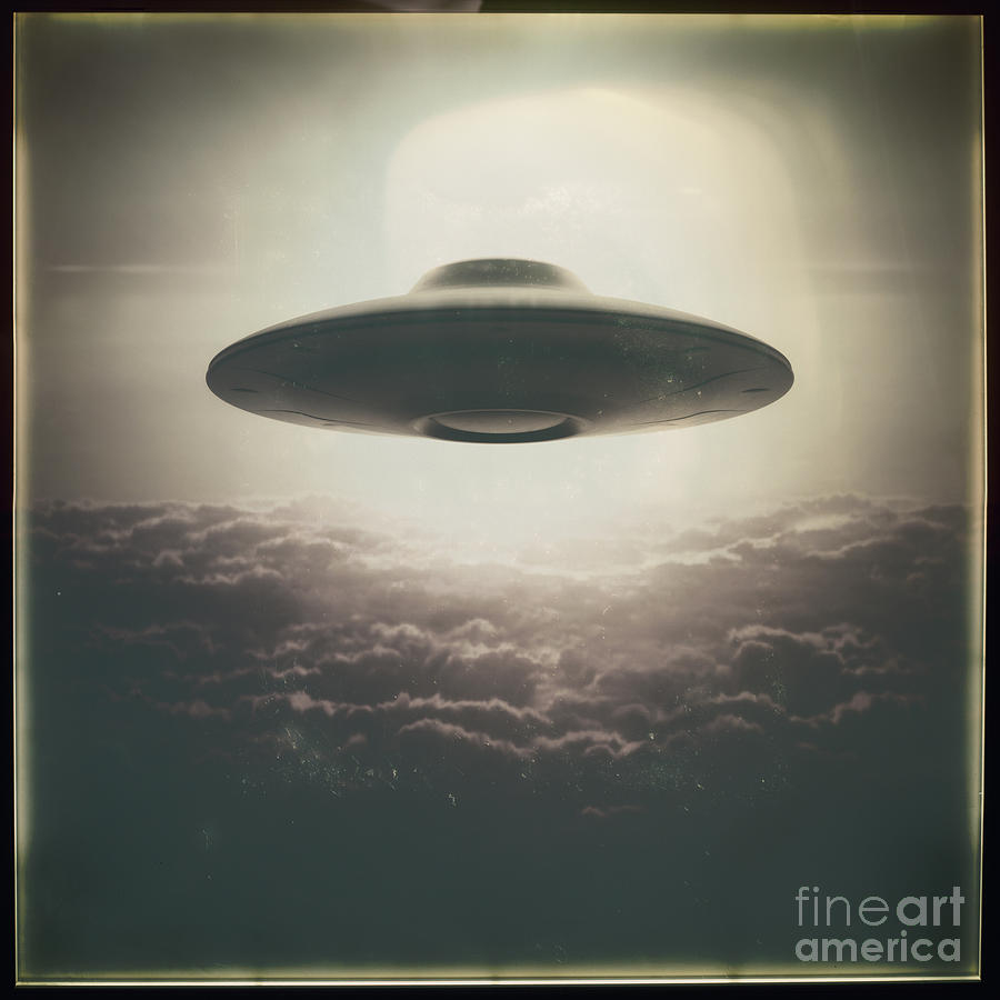 Vintage Ufo Above Clouds Photograph by Ktsdesign/science Photo Library