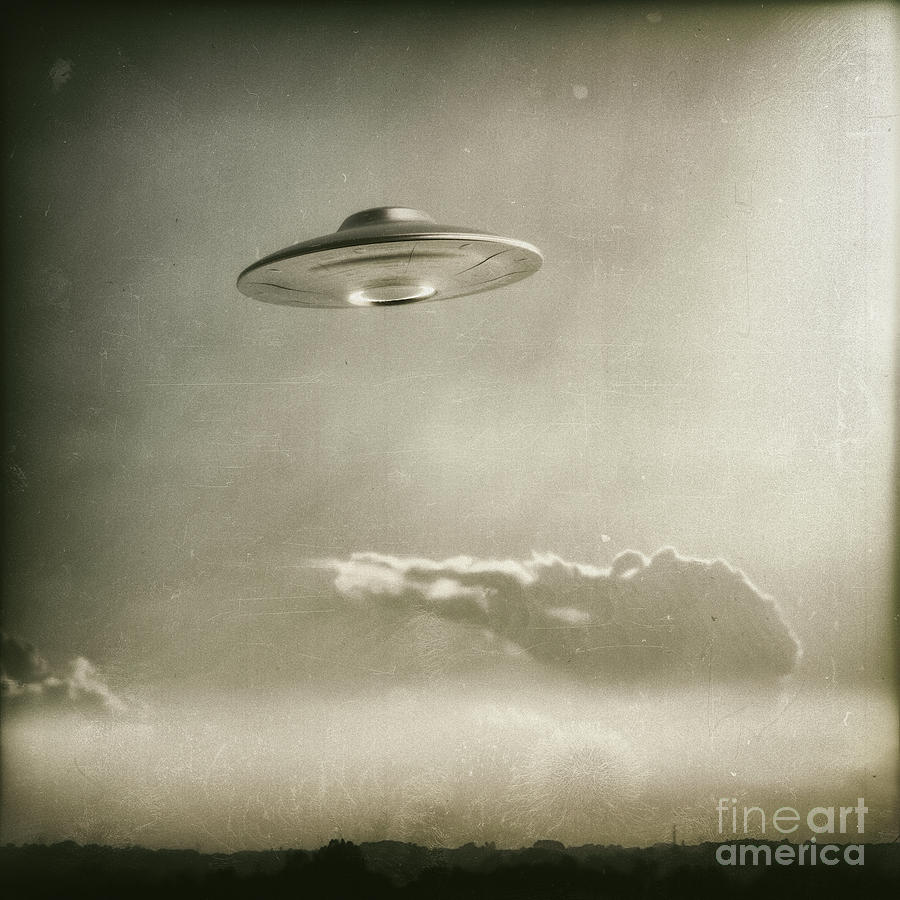 Vintage Ufo In The Sky Photograph by Ktsdesign/science Photo Library