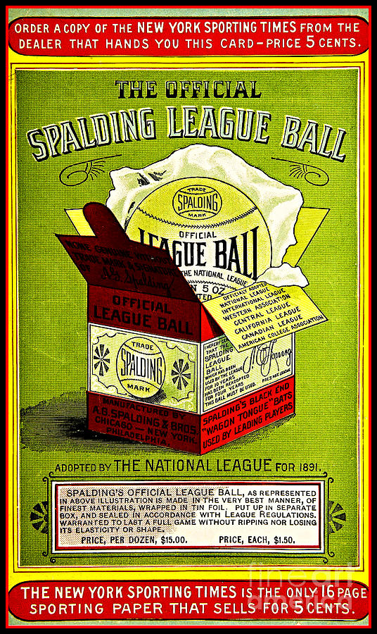 Vintage Victorian Spalding National League Baseball Advertisement  Painting by Peter Ogden