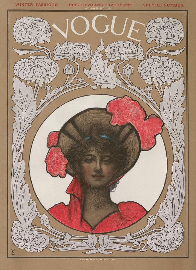 Vintage Vogue Cover Of A Woman In A Bonnet Painting by Ethel Wright Vintage Vogue Cover Of A Woman In A Bonnet Painting by Ethel Wright