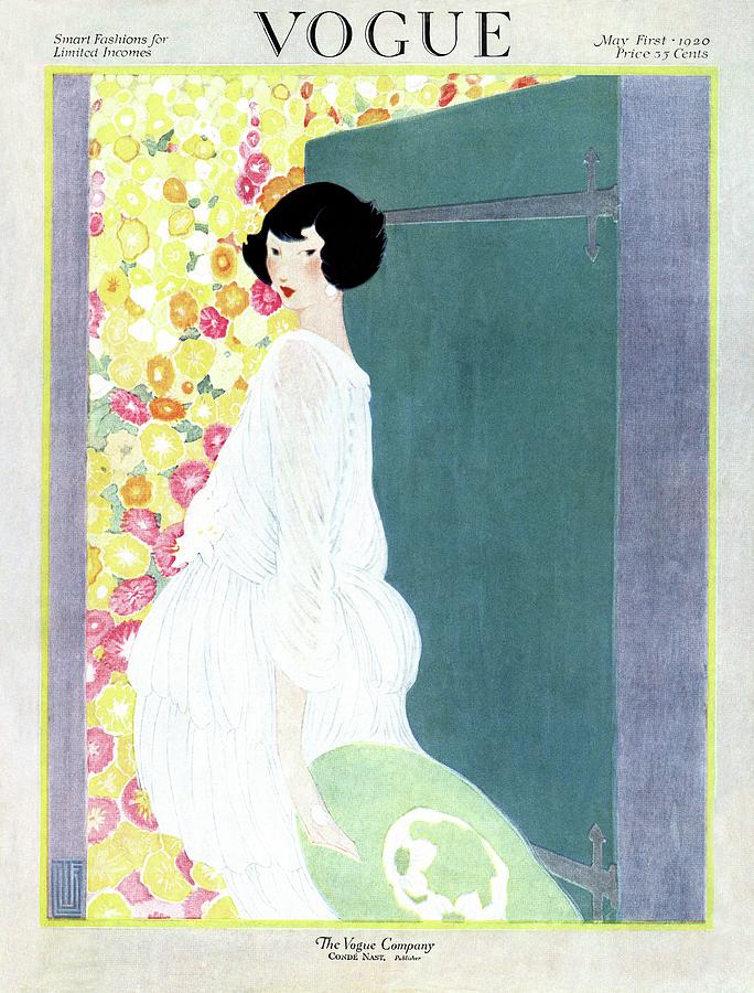 Vintage Vogue Cover Of A Woman Opening A Gate Painting by Alice de Warenne Little