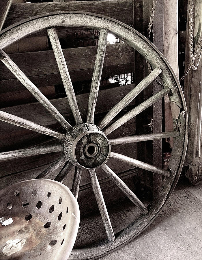 Vintage Wagon Wheel Photograph - Vintage Wagon Wheel by Tammy Franck