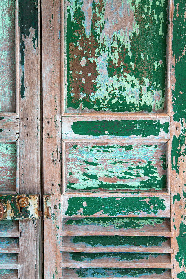 Vintage Wooden Door With Peeling Paint Photograph by Syl Loves